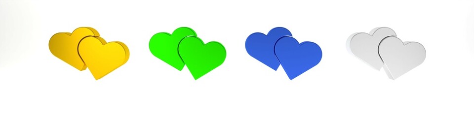 Colorful Heart icon isolated on white background. Romantic symbol linked, join, passion and wedding. Valentine day symbol. Minimalism concept. 3D render illustration