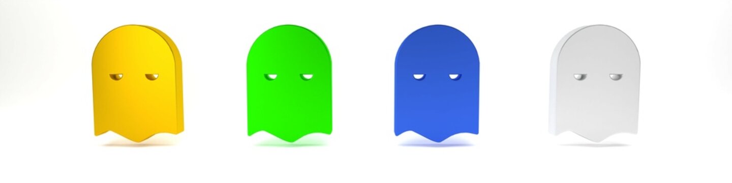 Colorful Executioner mask icon isolated on white background. Hangman, torturer, executor, tormentor, butcher, headsman icon. Minimalism concept. 3D render illustration
