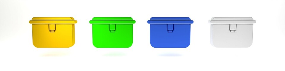 Colorful Lunch box icon isolated on white background. Minimalism concept. 3D render illustration