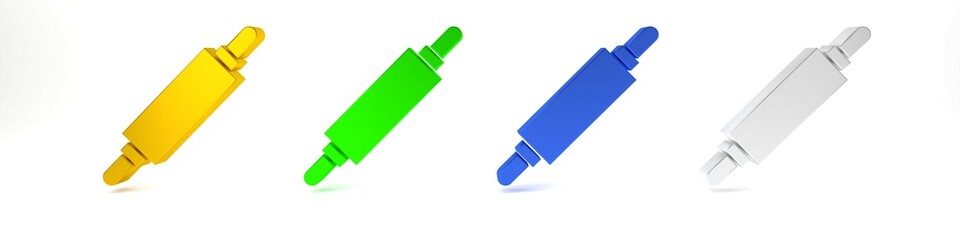 Colorful Rolling pin icon isolated on white background. Minimalism concept. 3D render illustration