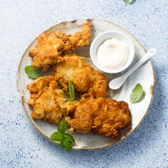 Traditional schnitzel with sauce