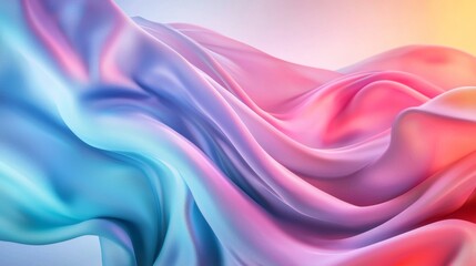 Fototapeta premium Vibrant flowing fabric with pink and blue gradient