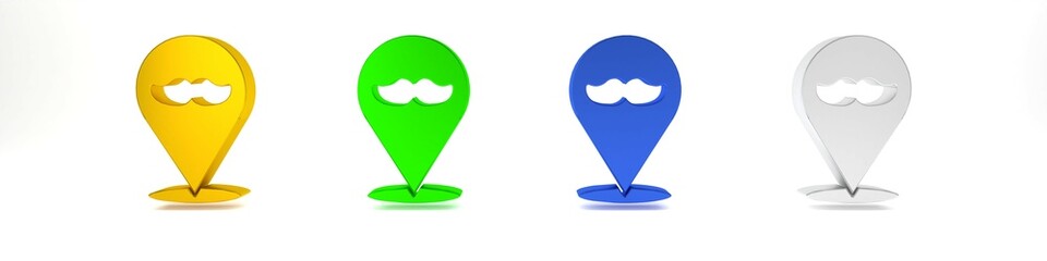 Colorful Barbershop icon isolated on white background. Hairdresser logo or signboard. Minimalism concept. 3D render illustration