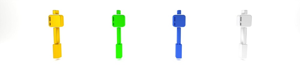 Colorful Marshmallow on stick icon isolated on white background. Minimalism concept. 3D render illustration