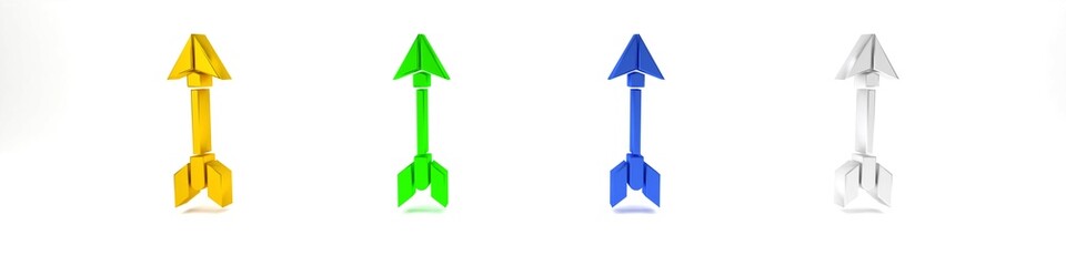 Colorful Hipster arrow icon isolated on white background. Minimalism concept. 3D render illustration