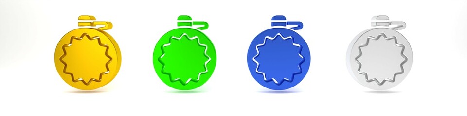 Colorful Canteen water bottle icon isolated on white background. Tourist flask icon. Jar of water use in the campaign. Minimalism concept. 3D render illustration