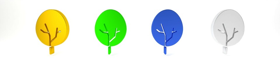 Colorful Tree icon isolated on white background. Forest symbol. Minimalism concept. 3D render illustration