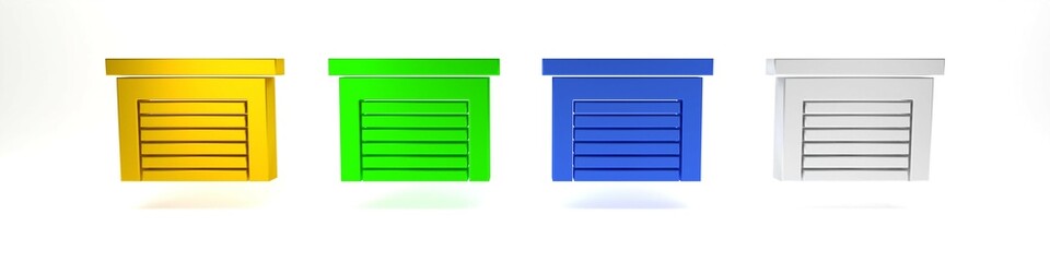 Colorful Garage icon isolated on white background. Minimalism concept. 3D render illustration