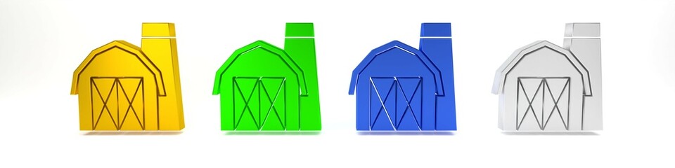 Colorful Farm house icon isolated on white background. Minimalism concept. 3D render illustration