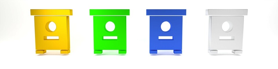 Colorful Hive for bees icon isolated on white background. Beehive symbol. Apiary and beekeeping. Sweet natural food. Minimalism concept. 3D render illustration