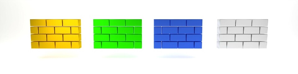 Colorful Firewall, security wall icon isolated on white background. Minimalism concept. 3D render illustration