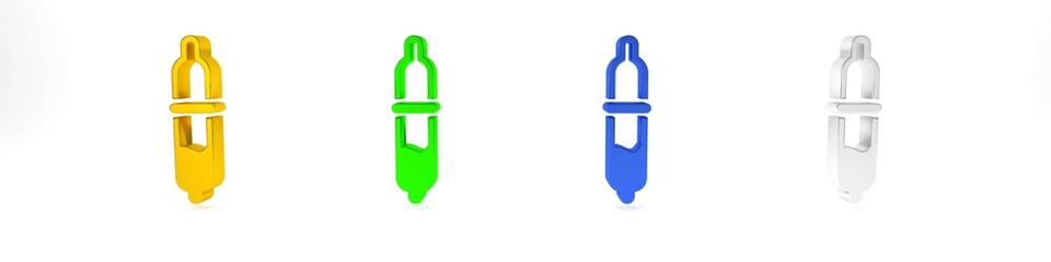 Colorful Pipette icon isolated on white background. Element of medical, chemistry lab equipment. Pipette with drop. Medicine symbol. Minimalism concept. 3D render illustration