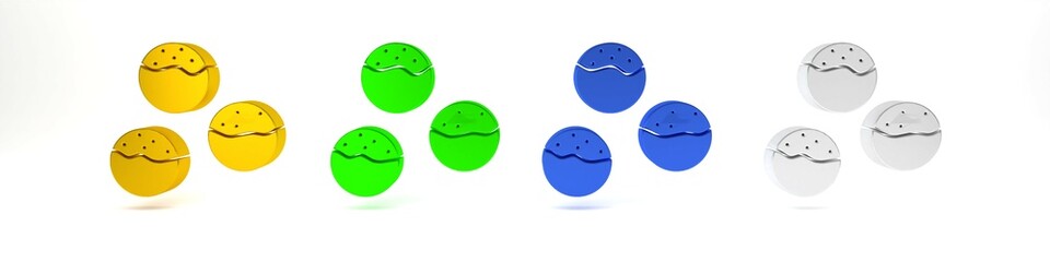 Colorful Takoyaki icon isolated on white background. Japanese street food. Minimalism concept. 3D render illustration