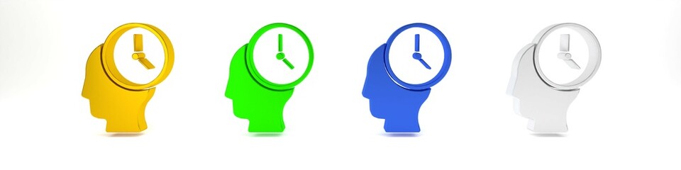 Colorful Time Management icon isolated on white background. Clock and gear sign. Productivity symbol. Minimalism concept. 3D render illustration