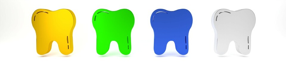 Colorful Tooth icon isolated on white background. Tooth symbol for dentistry clinic or dentist medical center and toothpaste package. Minimalism concept. 3D render illustration