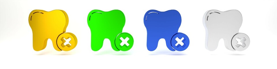 Colorful Tooth with caries icon isolated on white background. Tooth decay. Minimalism concept. 3D render illustration