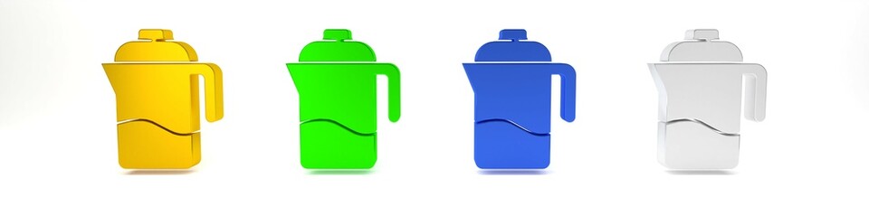 Colorful French press icon isolated on white background. Minimalism concept. 3D render illustration