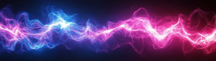 Naklejka premium Dynamic Electric Waves Flowing Across a Gradient of Vibrant Colors in a Dark Background