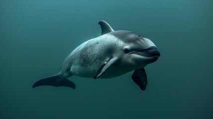 Obraz premium Underwater Portrait of a Spotted Dolphin Swimming in the Ocean