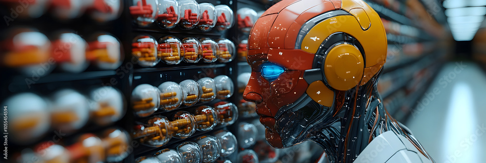Aufkleber a highly detailed image depicting a futuristic cyborg robot with advanced intelligence technology co