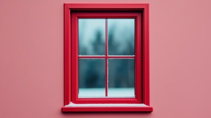 Obraz premium Cold chill permeating a frosty window, the sharp contrast of freezing temperatures, frosty window winter chill, frozen beauty of winter