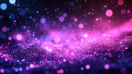 Fototapeta premium A Vibrant Display of Cool Blues and Purples in Sparkling Cosmic Glittery Textures and Dots