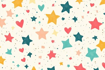 Cute notebook cover design with a colorful stars and hearts pattern,