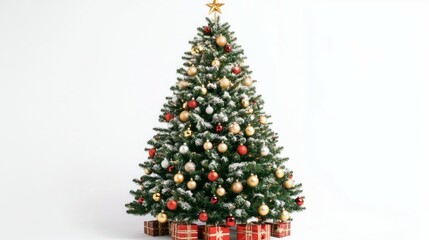 Obraz premium decorated Christmas tree isolated on a white background 