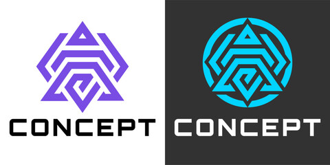 Set of two colored geometric logo templates.