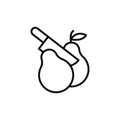 Pear slicing outline icons, minimalist vector illustration ,simple transparent graphic element .Isolated on white background