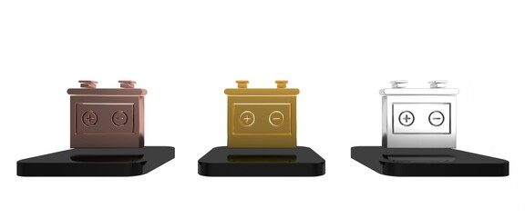 Colorful Car battery icon isolated on white background. Accumulator battery energy power and electricity accumulator battery. Minimalism concept. 3D render illustration