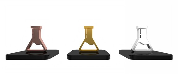 Colorful Test tube and flask - chemical laboratory test icon isolated on white background. Laboratory glassware sign. Minimalism concept. 3D render illustration