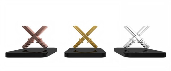 Colorful Traditional Japanese katana icon isolated on white background. Japanese sword. Minimalism concept. 3D render illustration