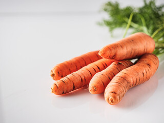 Fresh Carrot Juice Isolated on White with Organic Orange Carrots Healthy Vegetarian and Delicious