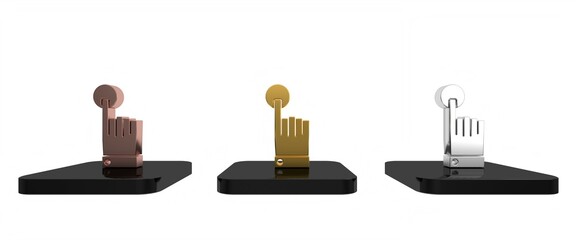 Colorful Hand touch and tap gesture icon isolated on white background. Click here, finger, touch, pointer, cursor, mouse symbol. Minimalism concept. 3D render illustration