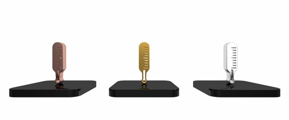 Colorful Meteorology thermometer measuring icon isolated on white background. Thermometer equipment showing hot or cold weather. Minimalism concept. 3D render illustration