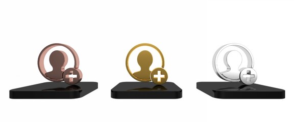 Colorful Create account screen icon isolated on white background. Minimalism concept. 3D render illustration