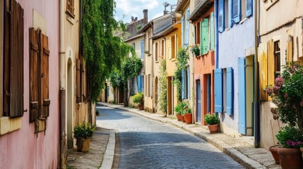 Charming Cobblestone Street in a Colorful Village