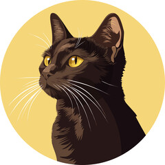 A black cat with yellow eyes