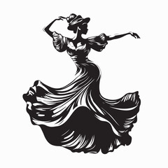 Fototapeta premium Woman Dancing Spanish Flamenco Symbol Spain Stock Vector isolated on white background