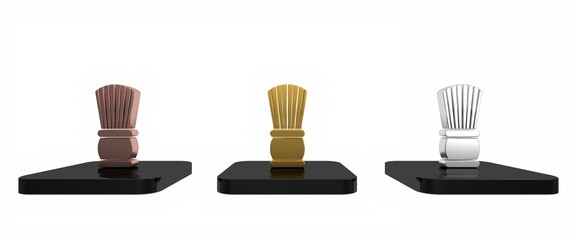 Colorful Shaving brush icon isolated on white background. Barbershop symbol. Minimalism concept. 3D render illustration