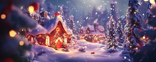 Cozy christmas cabin embracing the festive spirit in a snowy village