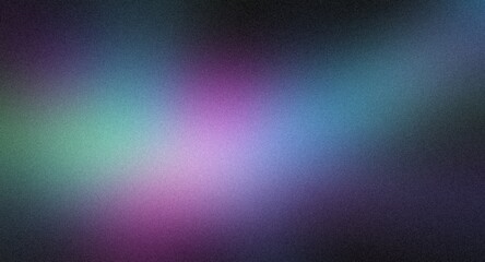 Blurred green, purple, blue glowing in dark background, noisy textured grainy background, banner poster background 