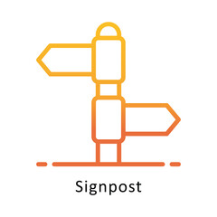 Fototapeta premium Signpost Vector Outline Gradient Design icon. Winter Travelling Symbol on White backgroud EPS 10 file
