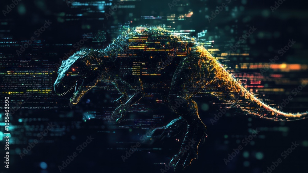 Poster a high-tech illustration of a neural network powered by artificial intelligence. streams of data and