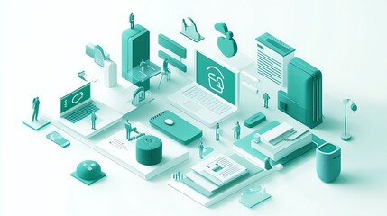 Obraz premium isometric illustration of an online network , Business peoples illustration background