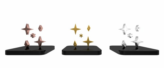 Colorful Falling stars icon isolated on white background. Meteoroid, meteorite, comet, asteroid, star icon. Minimalism concept. 3D render illustration