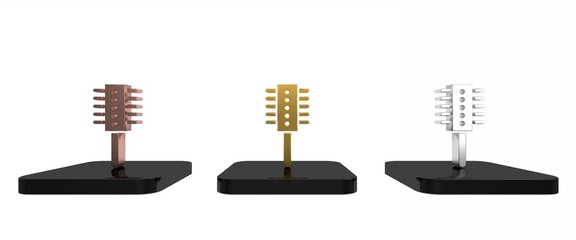 Colorful Hairbrush icon isolated on white background. Comb hair sign. Barber symbol. Minimalism concept. 3D render illustration