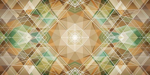 Geometric abstract design featuring intersecting lines and shapes in soothing earth tones, contemporary designs, design element, minimalist