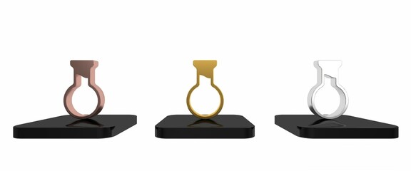 Colorful Test tube and flask icon isolated on white background. Chemical laboratory test. Laboratory glassware. Minimalism concept. 3D render illustration